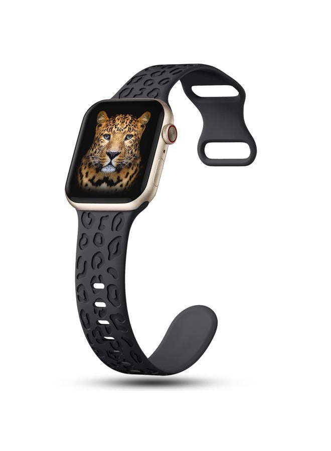 IKANFI 2Pack Leopard Engraved Bands Compatible with Apple Watch Band 41mm 40mm 38mm Women, Silicone Cheetah Sport Strap for iWatch Series SE 10 9 8 7 6 5 4 3 2 1,Ultra-BKMT-38 - Image 3