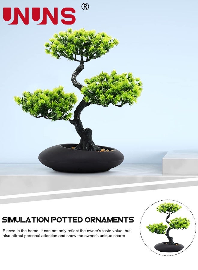 UNUNS Artificial Bonsai Plant,Artificial Bonsai Greenery Tree Juniper Faux Plants,Fake Bonsai Tree,Fake Potted Plants,Fake Plants Decor with Pots for Home Decor Indoor Bookshelf Office Desk Bathroom,26x34cm - Image 4