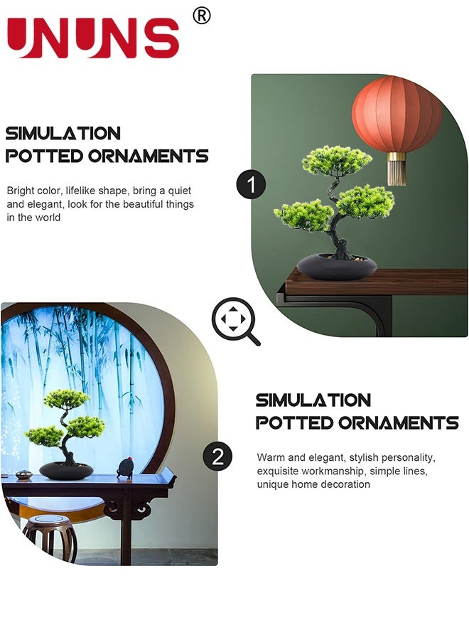 UNUNS Artificial Bonsai Plant,Artificial Bonsai Greenery Tree Juniper Faux Plants,Fake Bonsai Tree,Fake Potted Plants,Fake Plants Decor with Pots for Home Decor Indoor Bookshelf Office Desk Bathroom,26x34cm - Image 3