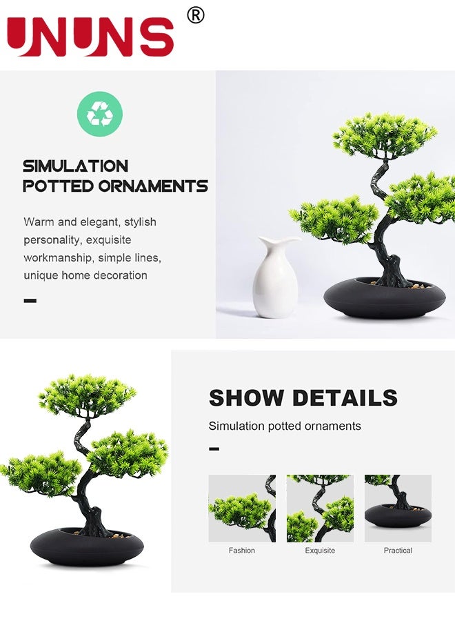 UNUNS Artificial Bonsai Plant,Artificial Bonsai Greenery Tree Juniper Faux Plants,Fake Bonsai Tree,Fake Potted Plants,Fake Plants Decor with Pots for Home Decor Indoor Bookshelf Office Desk Bathroom,26x34cm - Image 5