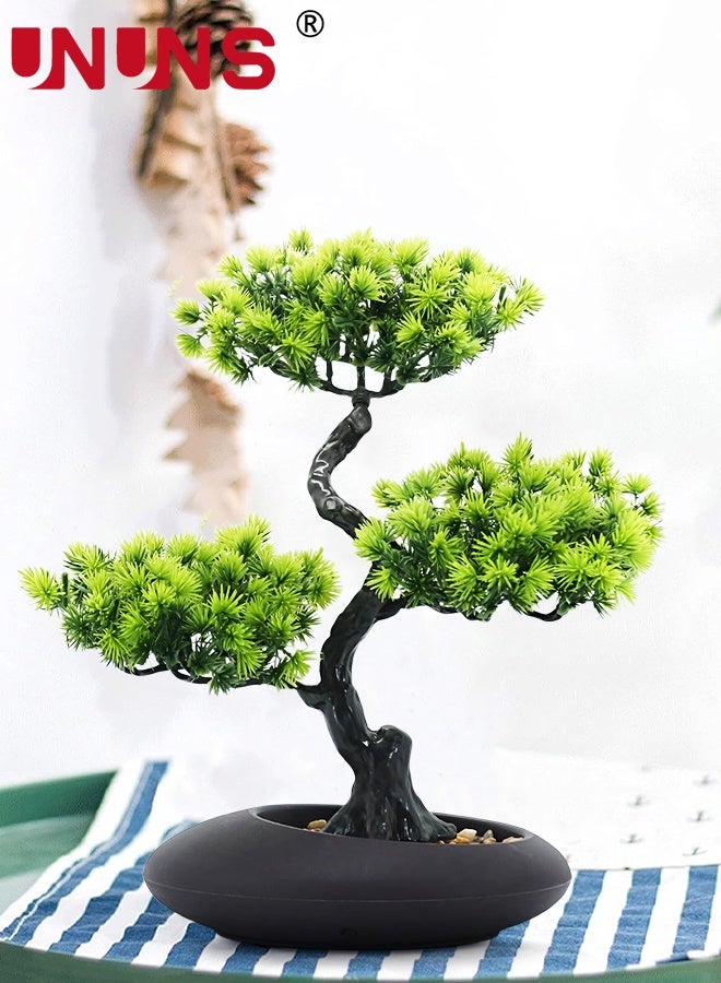 UNUNS Artificial Bonsai Plant,Artificial Bonsai Greenery Tree Juniper Faux Plants,Fake Bonsai Tree,Fake Potted Plants,Fake Plants Decor with Pots for Home Decor Indoor Bookshelf Office Desk Bathroom,26x34cm - Image 2