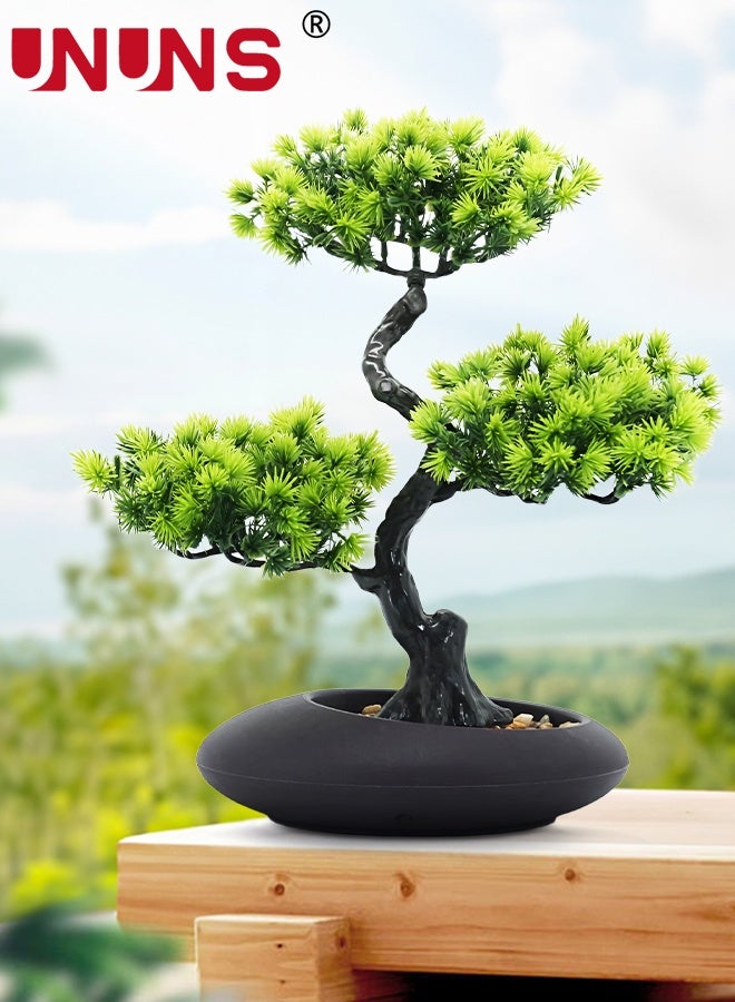 UNUNS Artificial Bonsai Plant,Artificial Bonsai Greenery Tree Juniper Faux Plants,Fake Bonsai Tree,Fake Potted Plants,Fake Plants Decor with Pots for Home Decor Indoor Bookshelf Office Desk Bathroom,26x34cm - Image 1