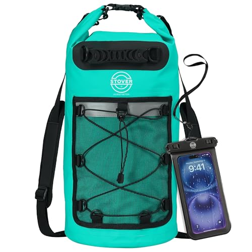 STOVER 5/10/25/30/40/55L Waterproof Dry Backpack & Phone Case- Large Floating Dry Bag for Kayaking, Travel, Hiking, Fishing, Camping, Motorcycles & Beach, Heavy-Duty Roll Top Men/Women (Teal) - Image 1