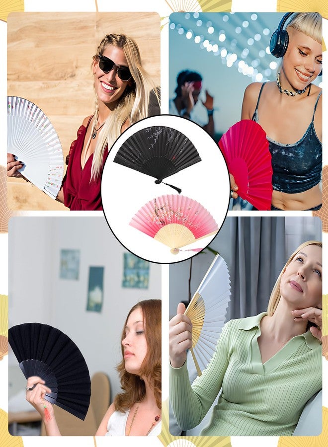 GODSDWARES 2PCS Chinese Fan for Hand, Hand Fan Manual, Hand Fan Foldable Chinese Vintage Style Handheld Fan with Bamboo Frame Chinese Japenese Style Fan Foldable - Image 5