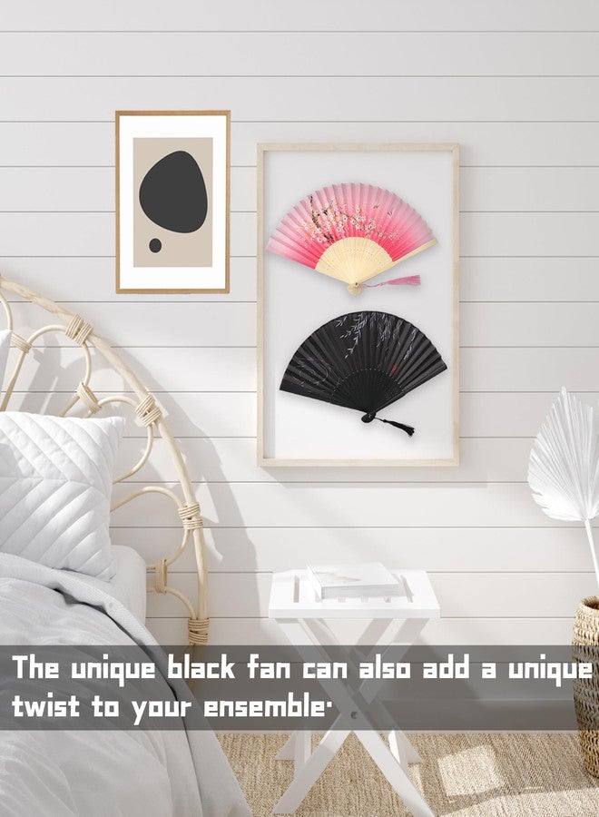GODSDWARES 2PCS Chinese Fan for Hand, Hand Fan Manual, Hand Fan Foldable Chinese Vintage Style Handheld Fan with Bamboo Frame Chinese Japenese Style Fan Foldable - Image 3