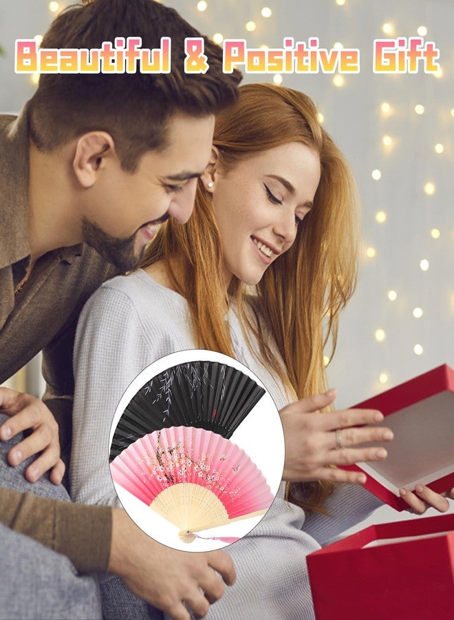 GODSDWARES 2PCS Chinese Fan for Hand, Hand Fan Manual, Hand Fan Foldable Chinese Vintage Style Handheld Fan with Bamboo Frame Chinese Japenese Style Fan Foldable - Image 4