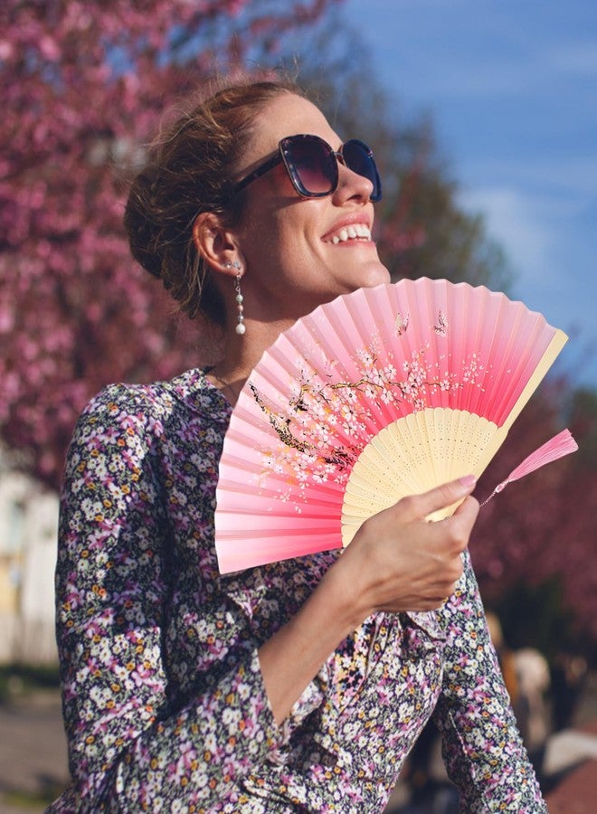 GODSDWARES 2PCS Chinese Fan for Hand, Hand Fan Manual, Hand Fan Foldable Chinese Vintage Style Handheld Fan with Bamboo Frame Chinese Japenese Style Fan Foldable - Image 2
