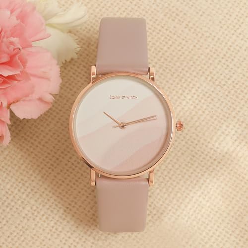 Joker & Witch Women Vibrant 36mm Pink Dial 18mm Faux Leather Watch - Image 3