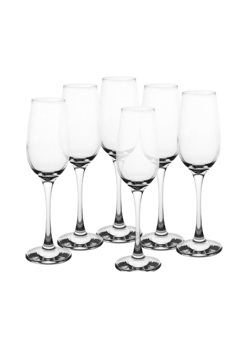 Pasabahce 6-Piece Amber Champagne Flute Set 200 ml Clear - Image 3