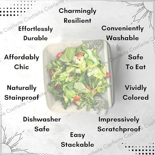Castleite Bliss Melamine Quarter Plates Set of 6 - Size 7', Non Breakable, Square Designer Plate for Serving Snacks, Breakfast, Lunch or Dinner at Home, Kitchen, or Café, Stainless (Sandy Shores) - Image 3