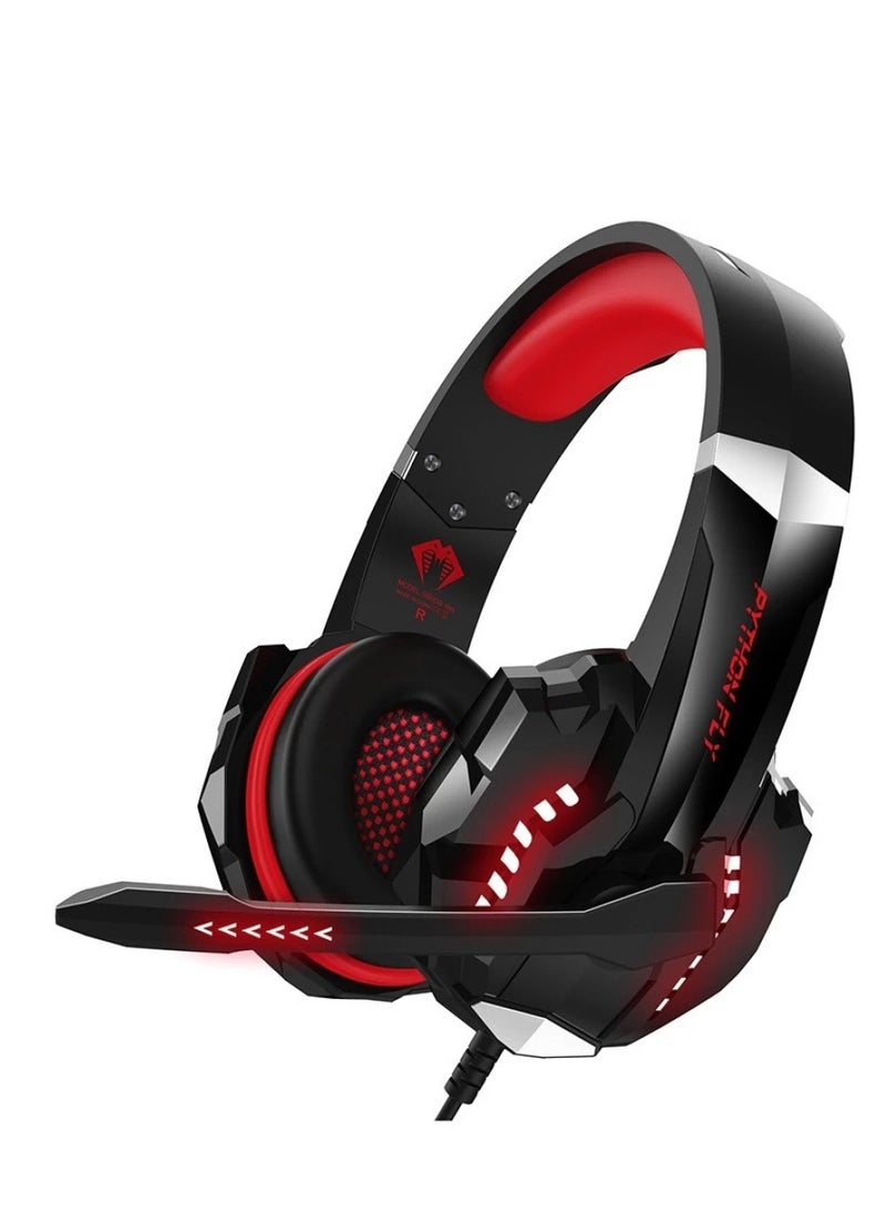 Python Fly G9000 PRO Wired Over Ear Gaming Headphones 7.1 Surround Sound Noise Isolating 120-degree Adjustable Mic 40mm Driver - for PC, PS5, Xbox, Mobiles, Tablets, Laptops  - Image 1