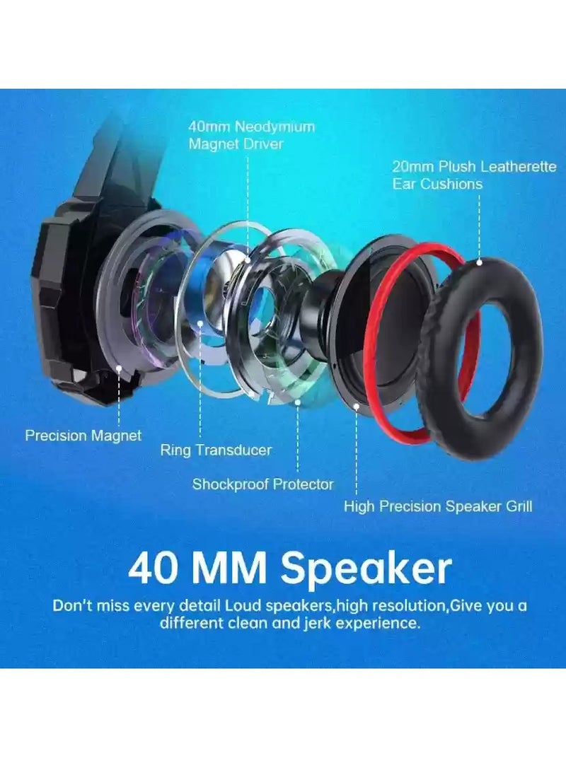 Python Fly G9000 PRO Wired Over Ear Gaming Headphones 7.1 Surround Sound Noise Isolating 120-degree Adjustable Mic 40mm Driver - for PC, PS5, Xbox, Mobiles, Tablets, Laptops  - Image 3