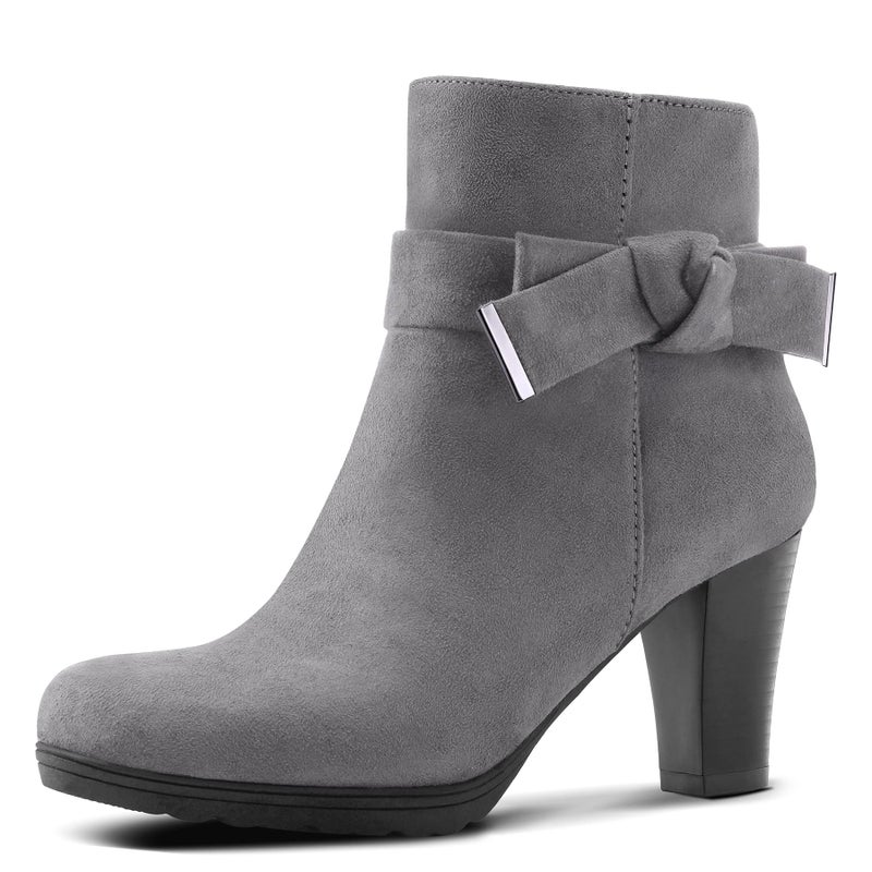 mysoft Women's Booties with Heel, Chunky Stacked Heel Zipper Ankle Boots for Ladies - Image 1