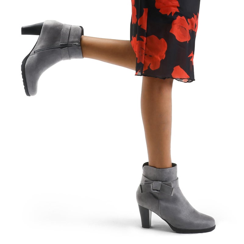 mysoft Women's Booties with Heel, Chunky Stacked Heel Zipper Ankle Boots for Ladies - Image 4