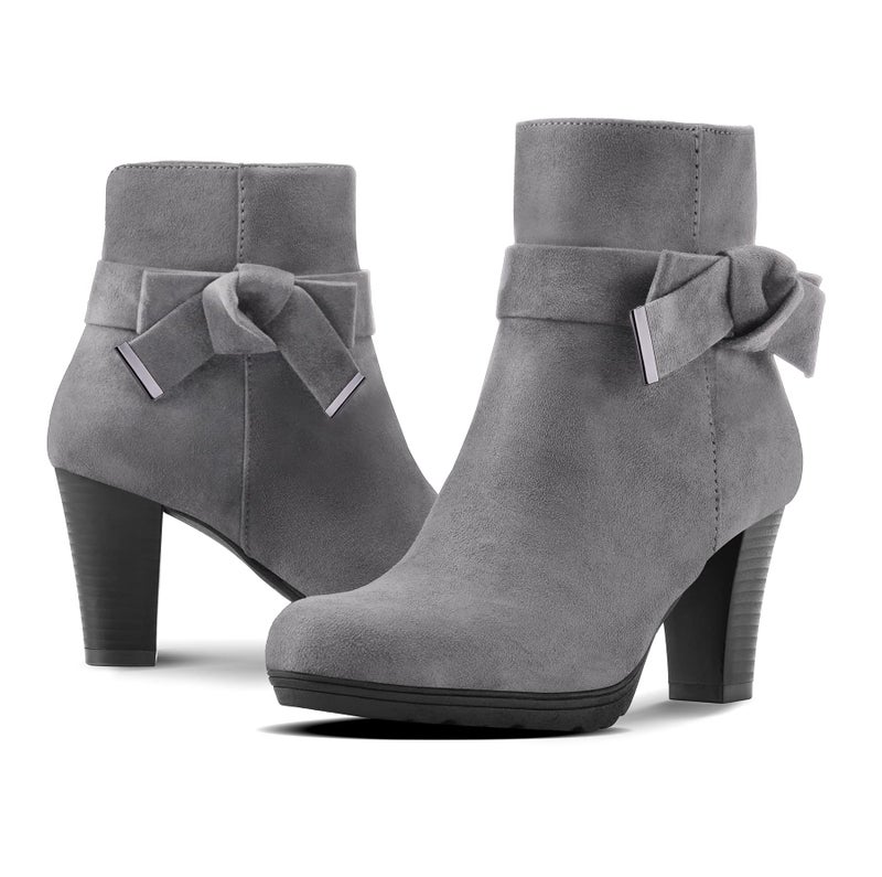 mysoft Women's Booties with Heel, Chunky Stacked Heel Zipper Ankle Boots for Ladies - Image 3