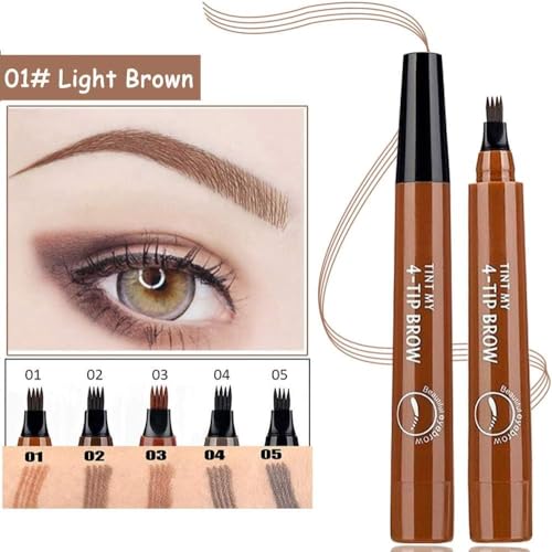 VBA Eyebrow Contouring Pencil Waterproof Eyebrow Pen - Eyebrow Pencil with a Micro-Fork Tip Applicator - Creates Natural Looking Brows Makeup Effortlessly (LIGHT BROWN) - Image 3