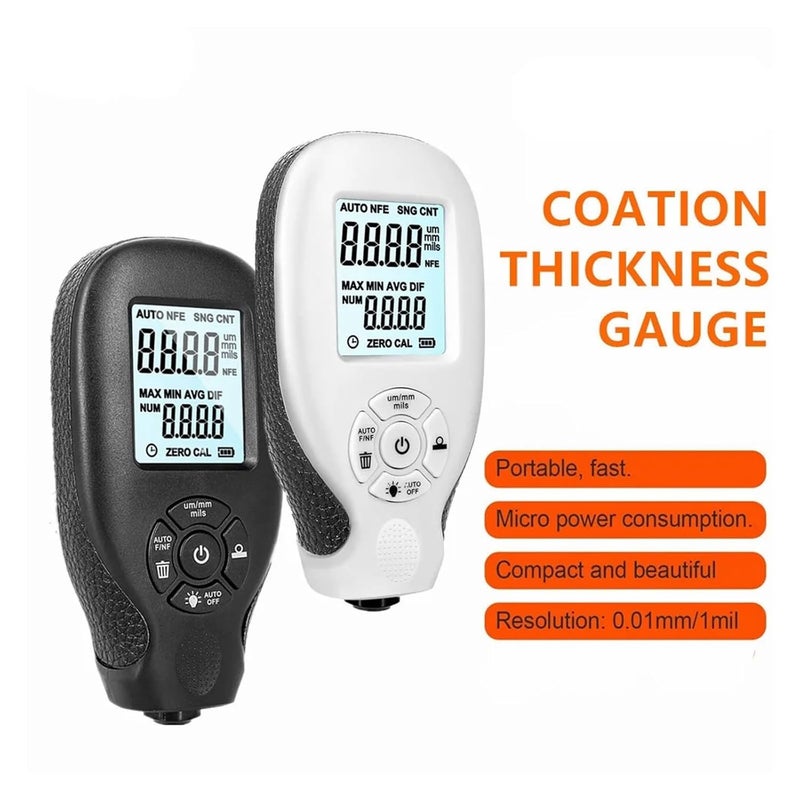 Digital Car Paint Thickness Gauge 0 2000um LCD Display Manual Coating Film Tester White - Image 5