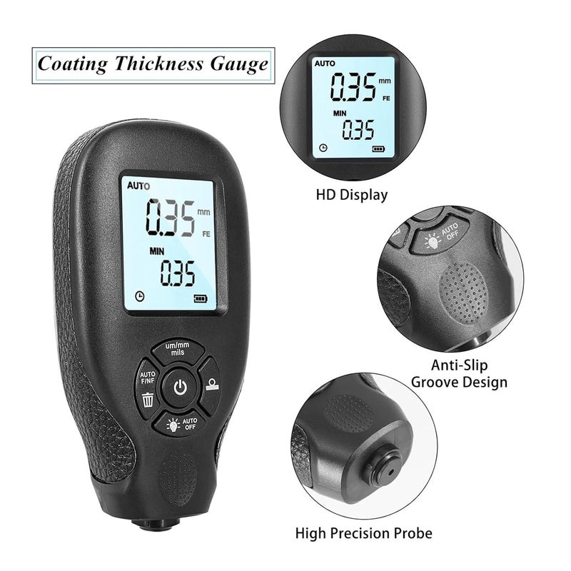 Digital Car Paint Thickness Gauge 0 2000um LCD Display Manual Coating Film Tester White - Image 4