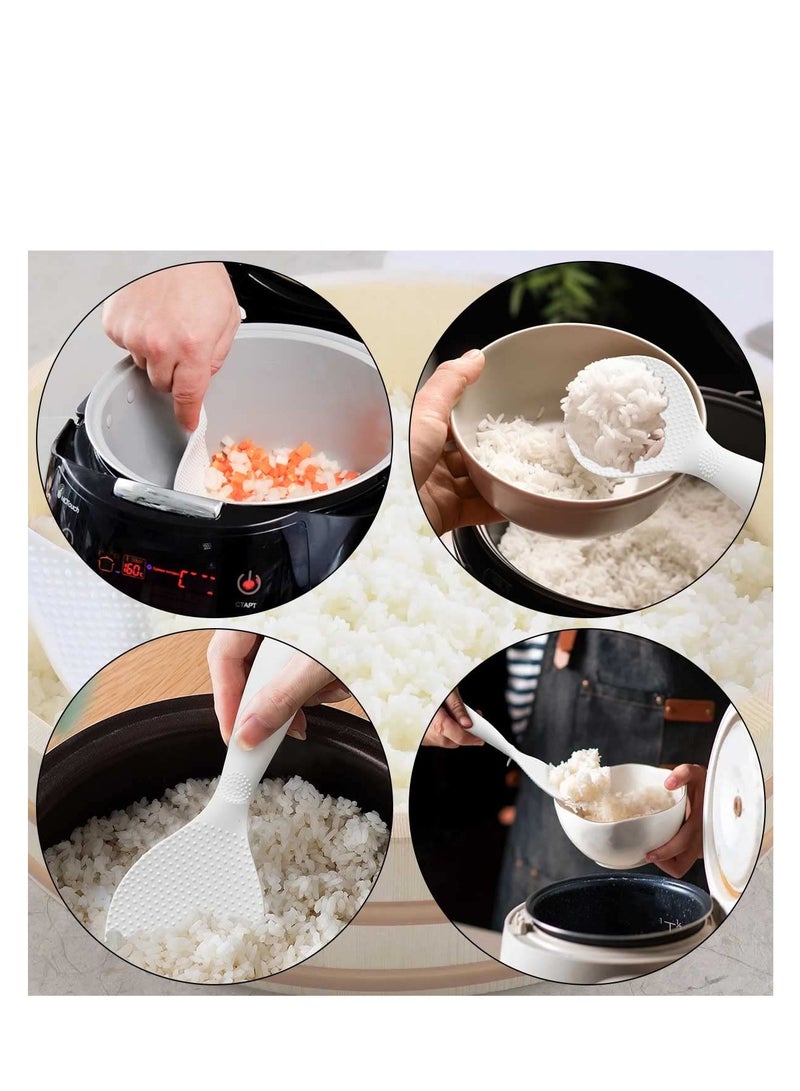 SYOSI 2 Pcs Rice Paddle Non-stick Standing Rice Serving Spoon Rice Potato Food Server Spatula Non Stick Stand-up Rice Scooper Kitchen Tools Cute Cooking Spoons Heat Resistant Cooker Scoop Paddle (White) - Image 2