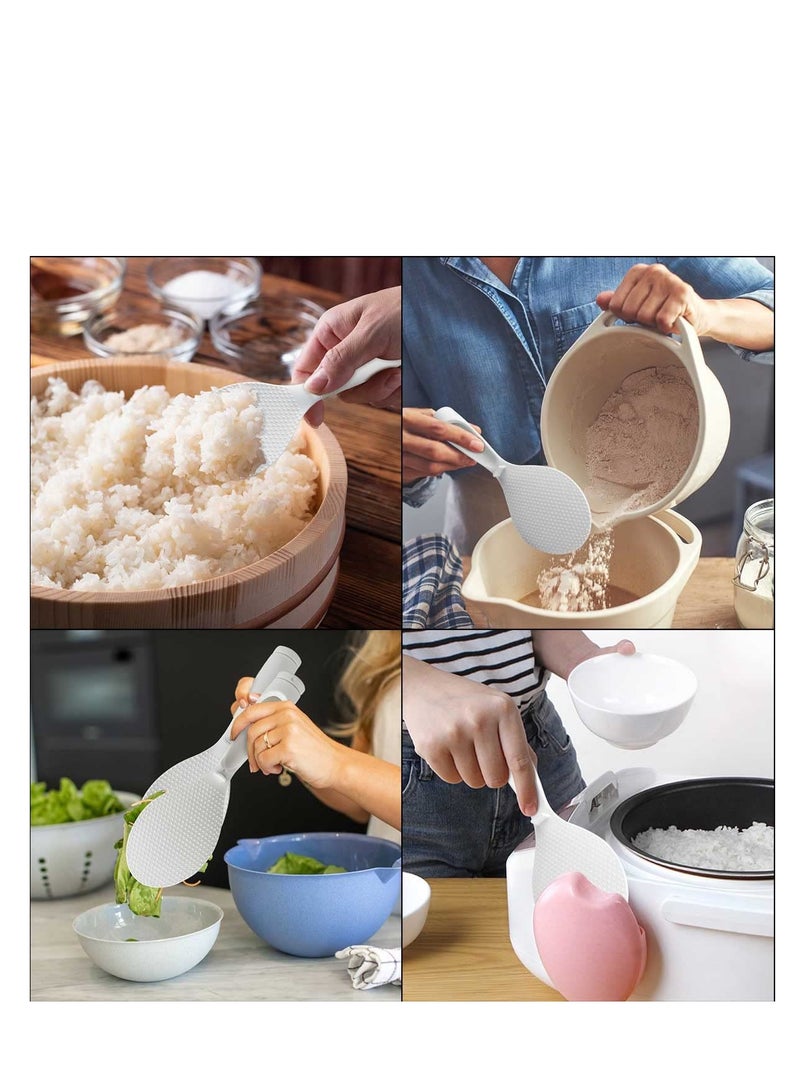 SYOSI 2 Pcs Rice Paddle Non-stick Standing Rice Serving Spoon Rice Potato Food Server Spatula Non Stick Stand-up Rice Scooper Kitchen Tools Cute Cooking Spoons Heat Resistant Cooker Scoop Paddle (White) - Image 5