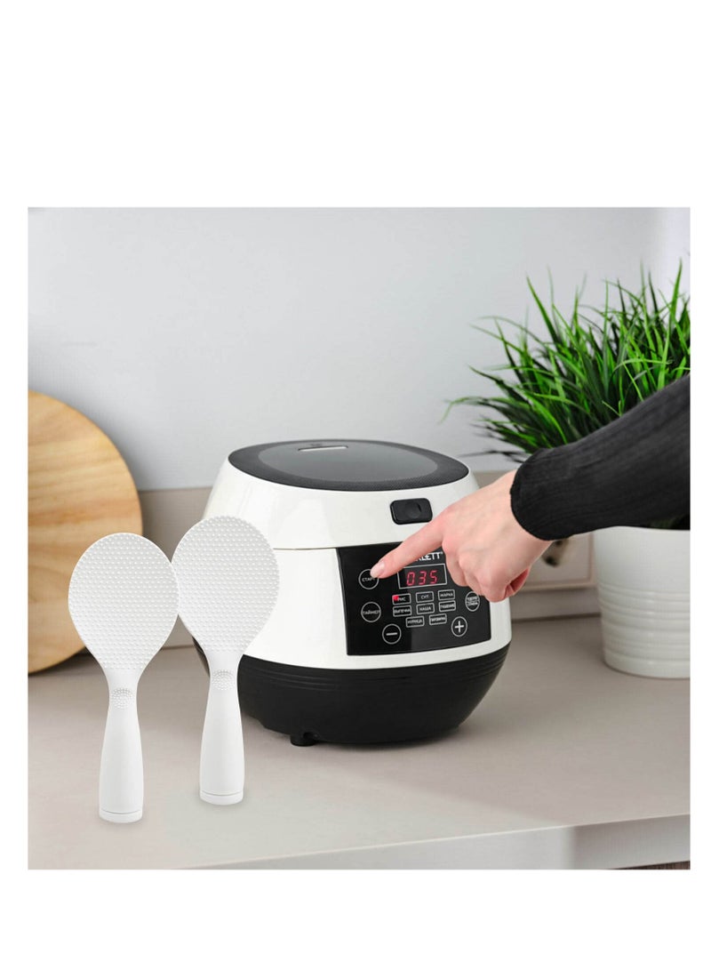 SYOSI 2 Pcs Rice Paddle Non-stick Standing Rice Serving Spoon Rice Potato Food Server Spatula Non Stick Stand-up Rice Scooper Kitchen Tools Cute Cooking Spoons Heat Resistant Cooker Scoop Paddle (White) - Image 3