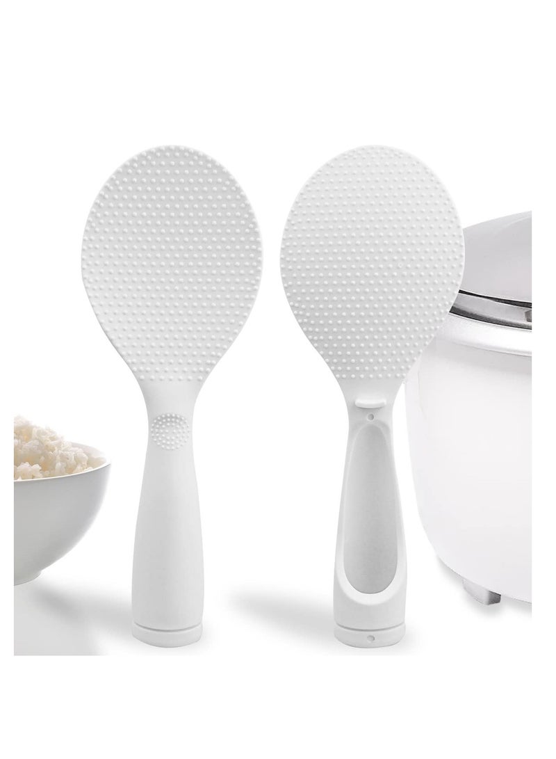 SYOSI 2 Pcs Rice Paddle Non-stick Standing Rice Serving Spoon Rice Potato Food Server Spatula Non Stick Stand-up Rice Scooper Kitchen Tools Cute Cooking Spoons Heat Resistant Cooker Scoop Paddle (White) - Image 1