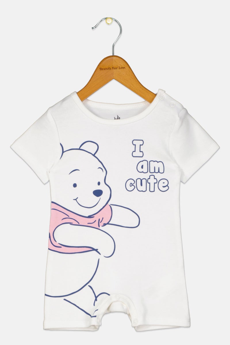 Disney Toddlers Boy Round  Neck Short Sleeve Graphic Print Rompers, White - Image 1