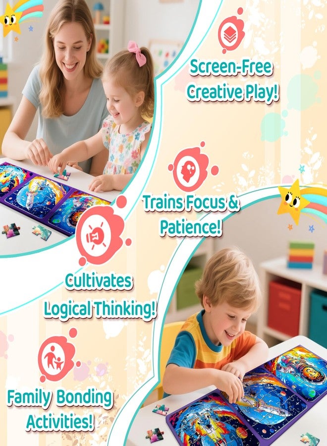 Flamax 3-in-1 Magnetic Puzzles for Toddlers 2-4, 12/16/20 Pieces Space Travel Magnet Puzzle Book, Magnet Puzzle for Kids, Magnetic Puzzles for Toddlers 3-5 - Image 4