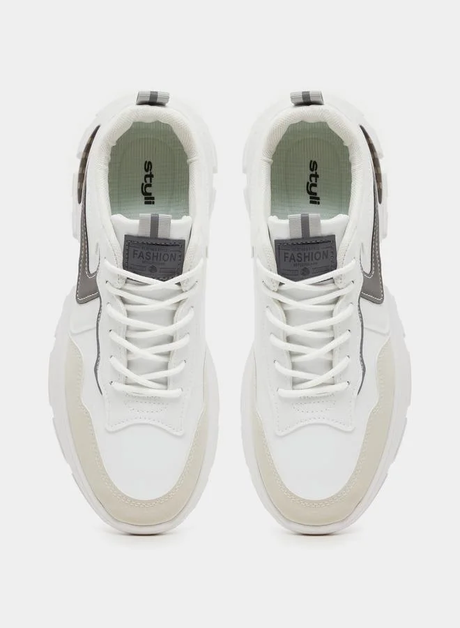 Styli Styli Lightweight Color Block Lace Up Sneakers