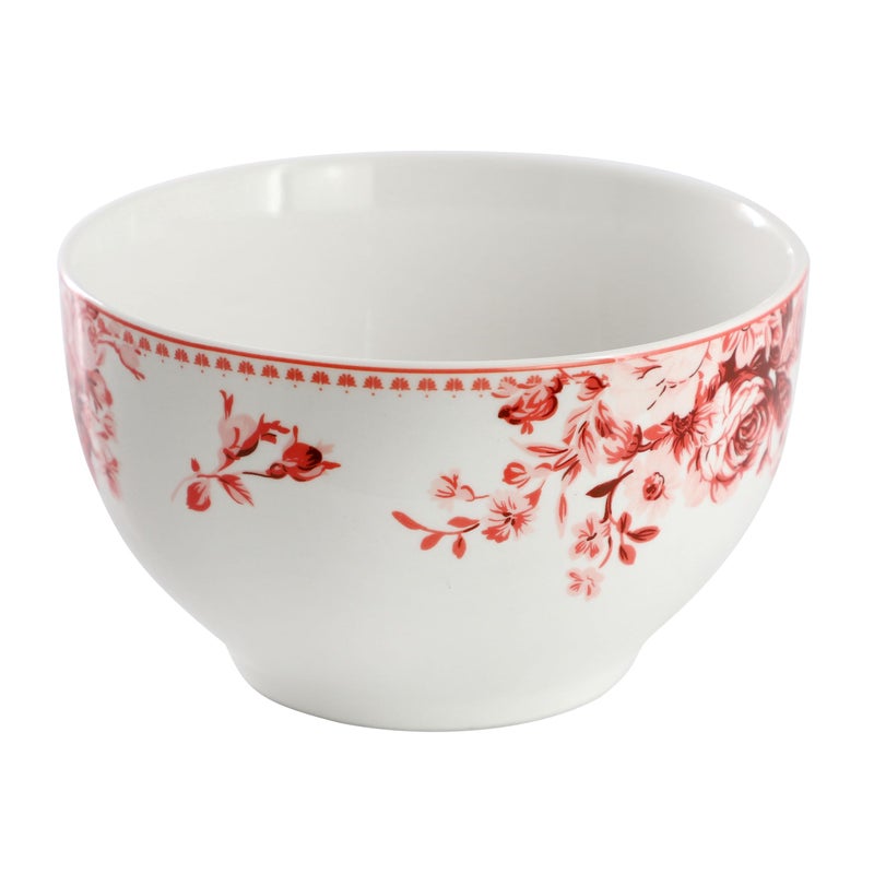 Elama Traditional Rose 16 Piece Porcelain Dinnerwar/Tableware Set, Service for 4 (Red) - Image 4