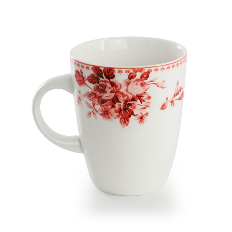 Elama Traditional Rose 16 Piece Porcelain Dinnerwar/Tableware Set, Service for 4 (Red) - Image 5