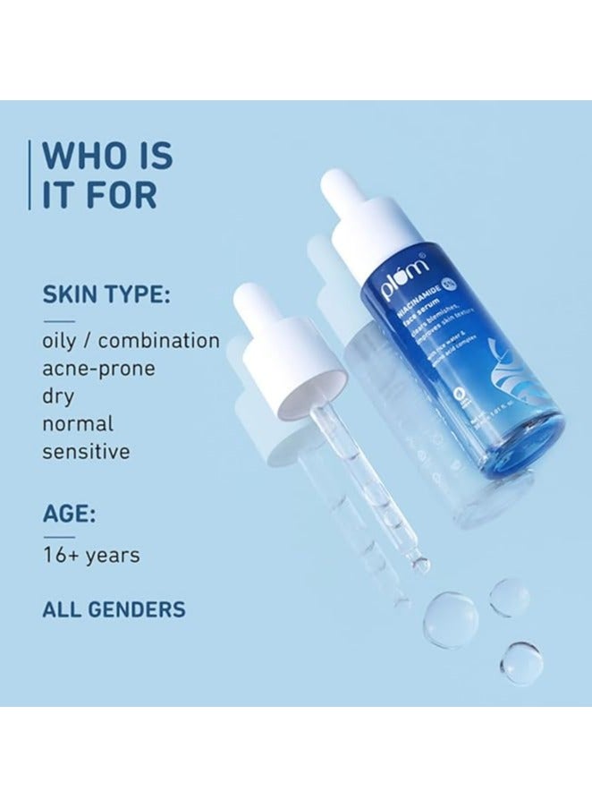 Plum 5% Niacinamide Serum | Serum for Face | With Rice Water & Amino Acid Complex | Clears Blemishes & Improves Skin Texture | Brightens Skin | For All Skin Types | 100% Vegan (30 ml) - Image 3