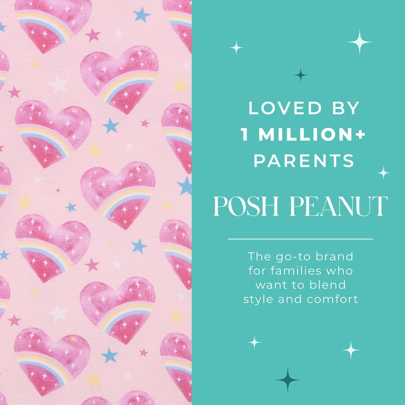 Posh Peanut Girls Pajamas - Soft, Viscose from Bamboo PJs for Kids - Matching, Long Sleeve Toddler Pajamas for Girls (2 Years) Rainbow Hearts - Image 5