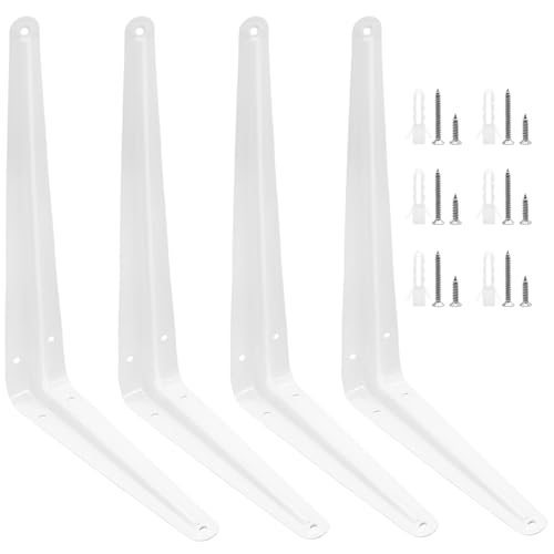 Uenhoy 10 Pack White Shelf Brackets 10 Inch Metal Floating Shelf Brackets Heavy Duty L Bracket for Shelves Wall Mount Angle Corner Braces 10 x 8 - Image 3