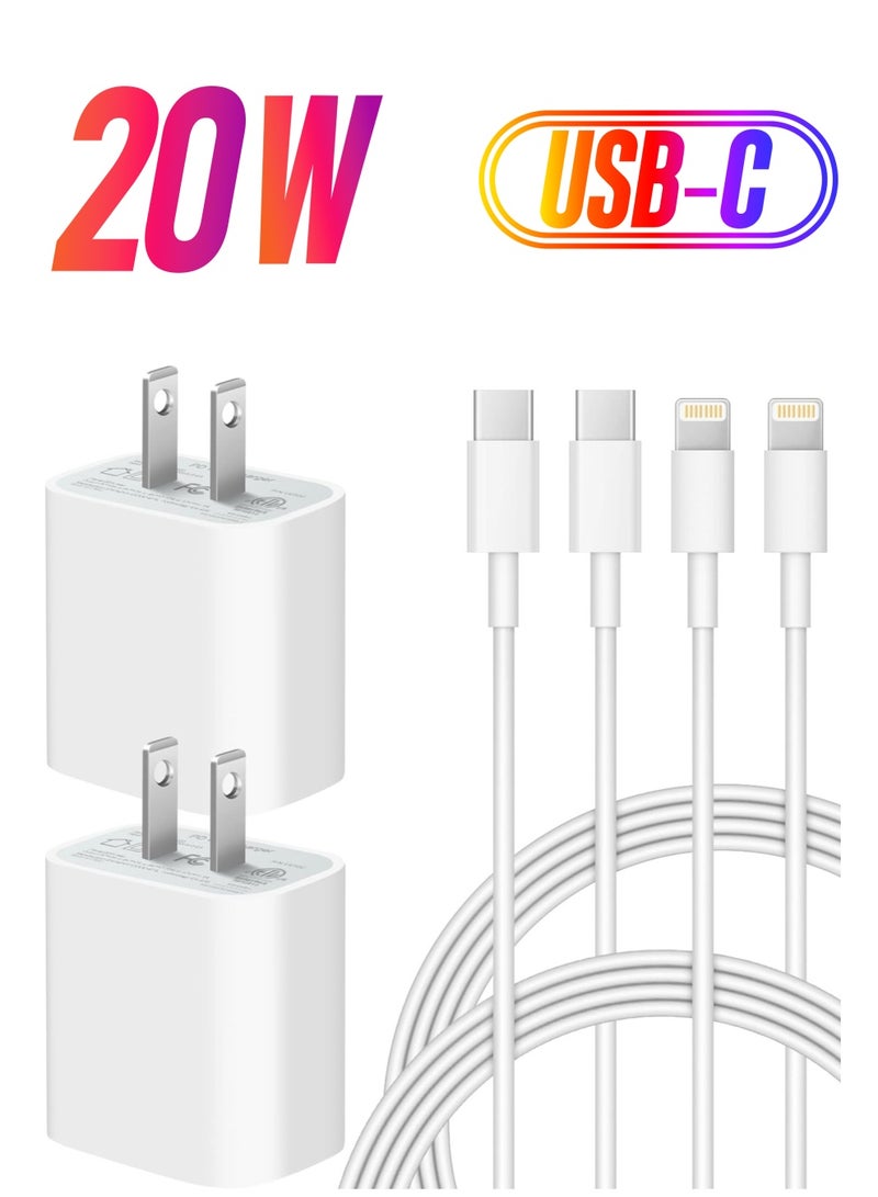 ELTRAZONE "iPhone Super Fast Charger – 20W USB-C Wall Charger with 6FT Fast Charging Cable, 2 Pack, Compatible with iPhone 14/14 Pro Max/13/13 Pro/12/12 Pro/11/iPad Pro" - Image 1