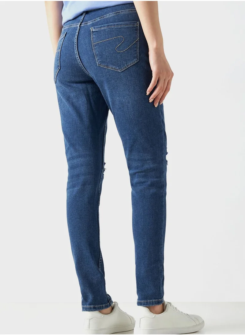 لي كوبر Super Skinny Fit Distressed Jeans