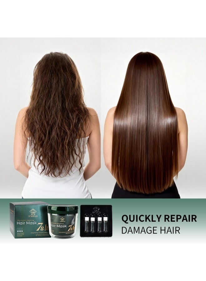 STARPLEX Repairing Hair Mask 300ml+100ml Free + 4 Companion Liquids - Silky Smooth Formula with Argan Oil Keratin Nano Keratin Amino Acids & Ceramide | 78H Long-Lasting Perfume - Image 5
