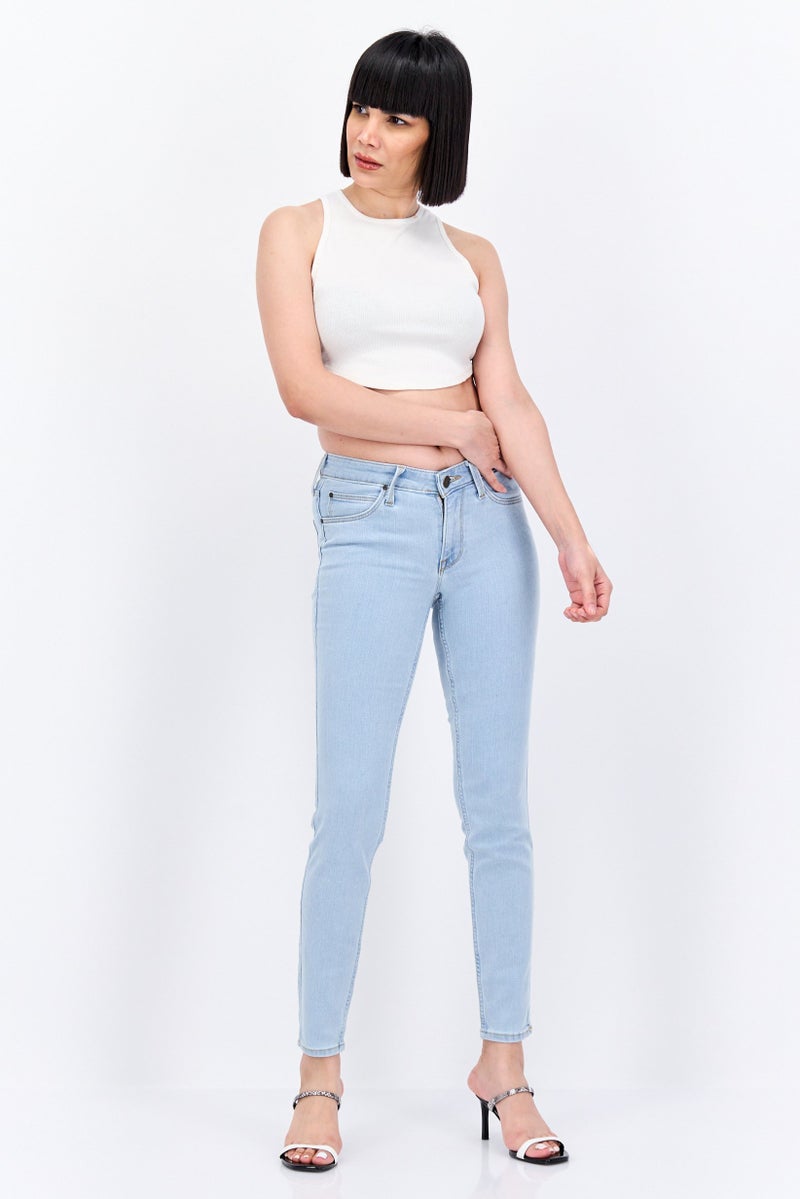 LEE Women Regular Fit Plain Stretchable Straight Leg Denim, Blue - Image 3