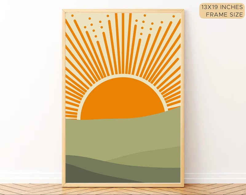 Gamya Boho wall Art Paintings Modern Art Framed Wall Painting for Living Room Bedroom - Wall Posters | Paintings with Frame Set of 3 (14x18 Inches) (Sun Rise) - Image 3