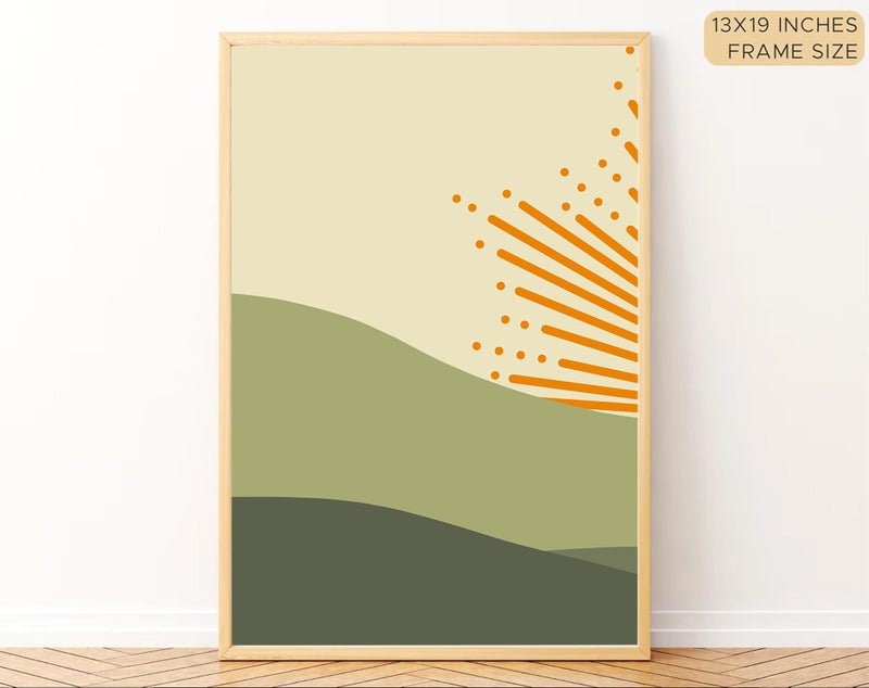 Gamya Boho wall Art Paintings Modern Art Framed Wall Painting for Living Room Bedroom - Wall Posters | Paintings with Frame Set of 3 (14x18 Inches) (Sun Rise) - Image 2