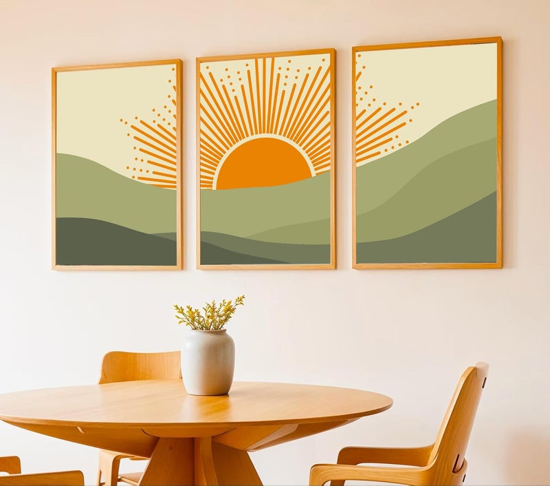 Gamya Boho wall Art Paintings Modern Art Framed Wall Painting for Living Room Bedroom - Wall Posters | Paintings with Frame Set of 3 (14x18 Inches) (Sun Rise) - Image 5