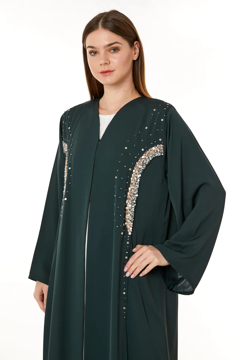 Moistreet  Embellished V-Neck Abaya for Women | Best Price UAE