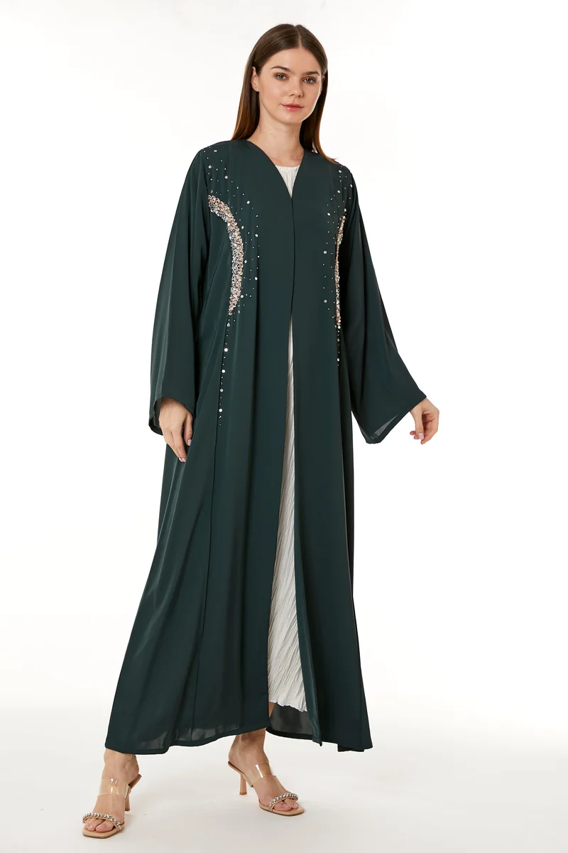 Moistreet  Embellished V-Neck Abaya for Women | Best Price UAE
