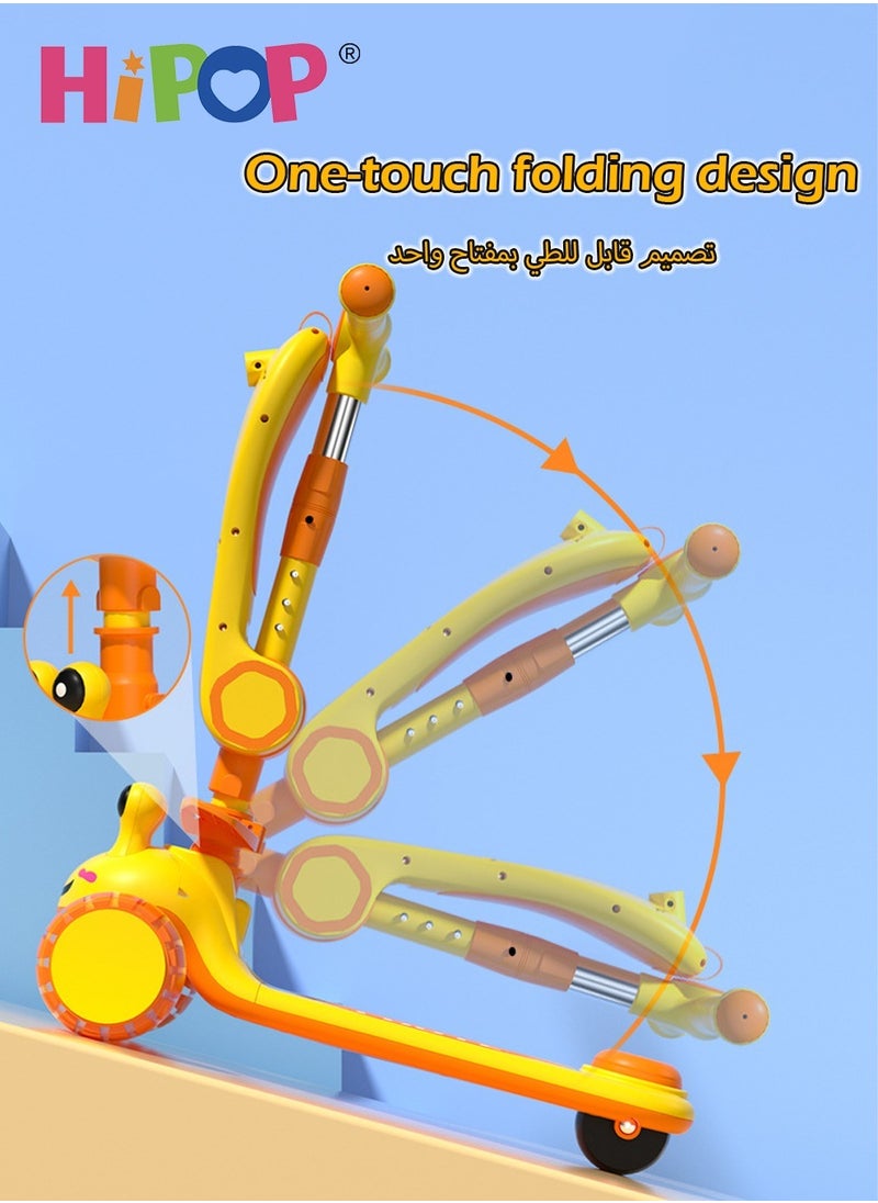 هيبوب سكوتر الأطفال الحلزون مع مقعد وأضواء موسيقية ، سكوتر للأطفال قابل للطي وقابل لتعديل الارتفاع ومضاد للانقلاب  - Image 2