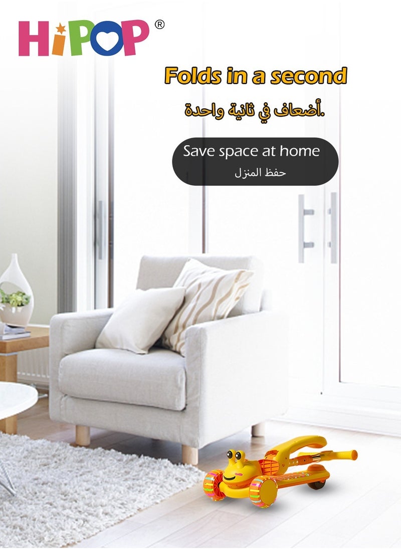 هيبوب سكوتر الأطفال الحلزون مع مقعد وأضواء موسيقية ، سكوتر للأطفال قابل للطي وقابل لتعديل الارتفاع ومضاد للانقلاب  - Image 4