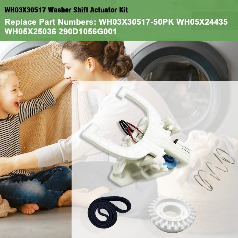 محرك تغيير وضعية الغسالة WH03X30517 المحسن، وحزام قيادة الغسالة WH01X27538، ومقبض الغسالة WH05X24185، وزنبرك الغسالة WH01X24434 – لغسالات الملابس من GE Hotpoint. - Image 2