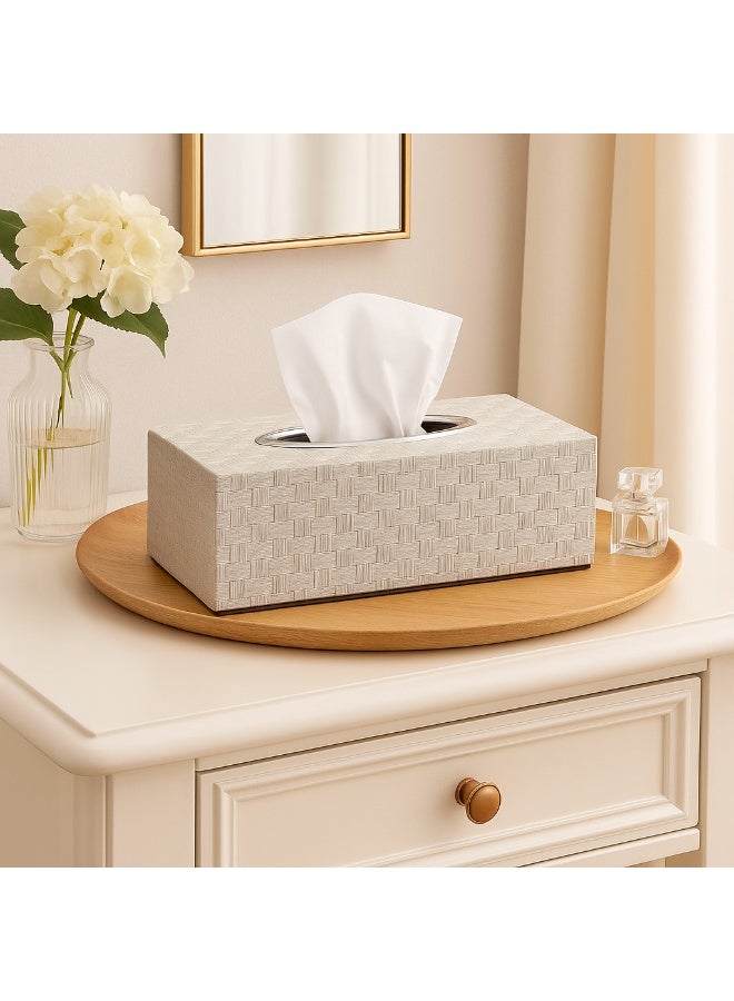 Decorative Tissue Box Cover – Elegant Rectangular Design with Chrome-Style Oval Opening for Home, Office, Car & Hotel Use - Image 1