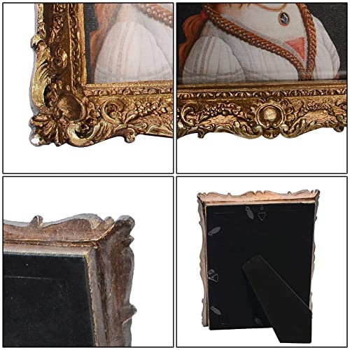 BENERAY Vintage Picture Frame 5x7 Inch, Luxury Antique Photo Frames with Glass Front, for Horizontally or Vertically Tabletop Wall Hanging, Photo Displays, Gift Ideas, Antique Gold - Image 3