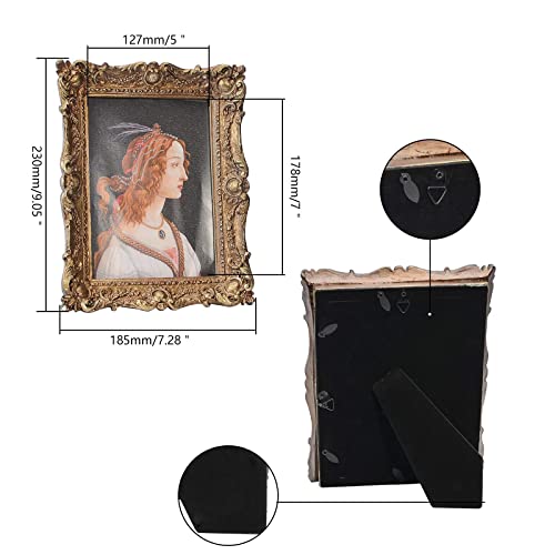 BENERAY Vintage Picture Frame 5x7 Inch, Luxury Antique Photo Frames with Glass Front, for Horizontally or Vertically Tabletop Wall Hanging, Photo Displays, Gift Ideas, Antique Gold - Image 2