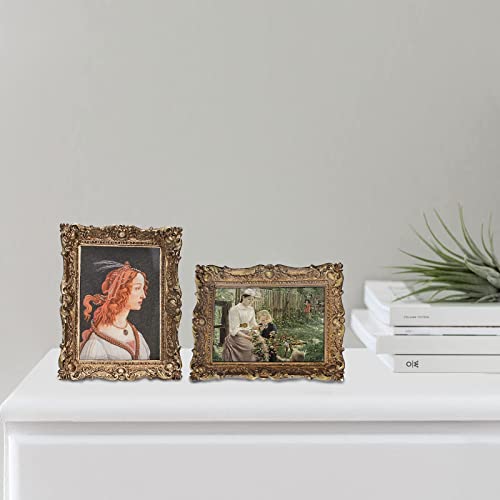 BENERAY Vintage Picture Frame 5x7 Inch, Luxury Antique Photo Frames with Glass Front, for Horizontally or Vertically Tabletop Wall Hanging, Photo Displays, Gift Ideas, Antique Gold - Image 4
